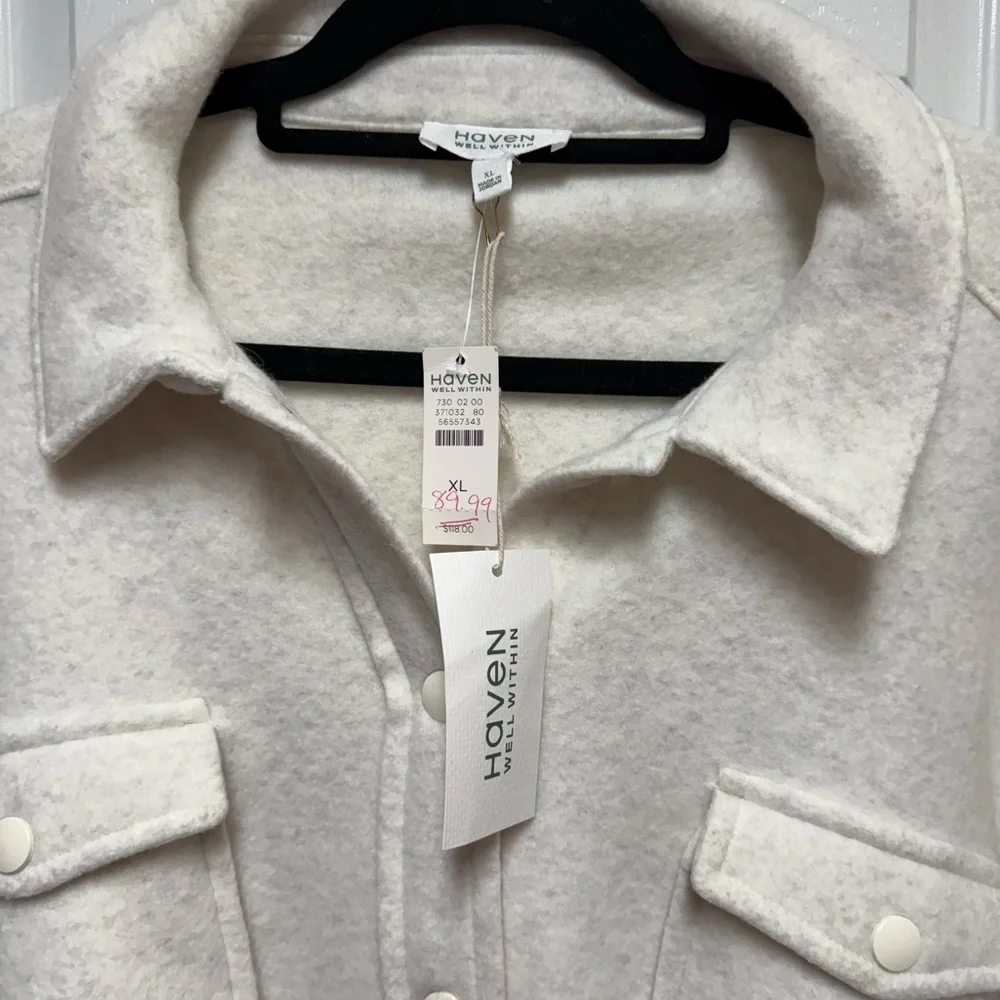 NWT HAVEN Well Within White Wool Fleece Shirt Jacket Cabincore - Picture 1 of 9